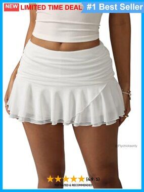 Mini Skirt Tiered Ruffle Flared Low Rise Rave Party Skirt